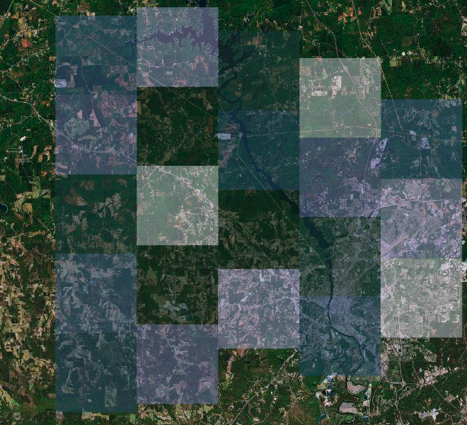 Same mock-up, at 50% opaque (Google satellite)