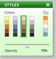 Screen-shot from Maker! showing the transparency control