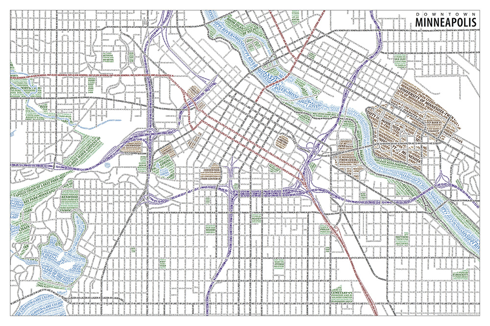 Minneapolis typographic map