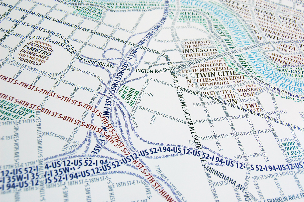 Minneapolis typographic map