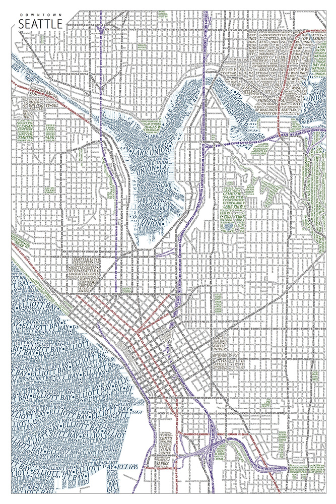 Seattle typographic map