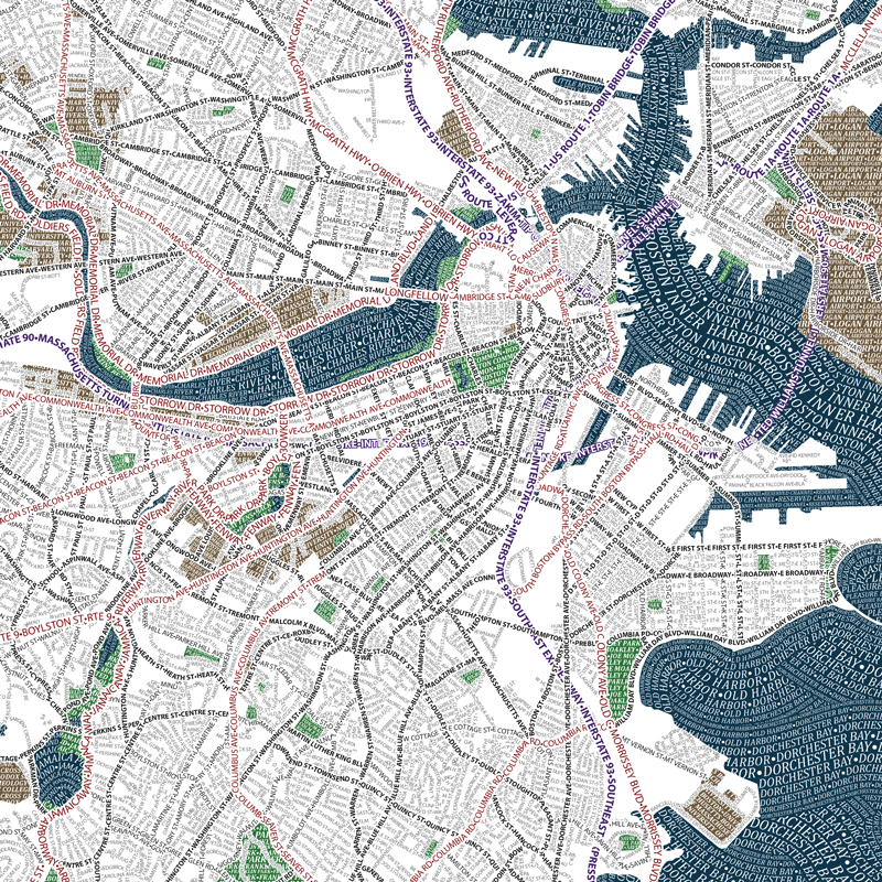 Boston 2nd ed. typographic map detail